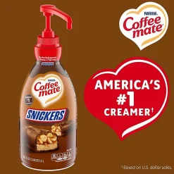 Coffee mate Snickers Flavored Liquid Creamer Pump Bottle - Snicker Flavor - 50.72 fl oz (1.50 L)Bottle - 1 Each