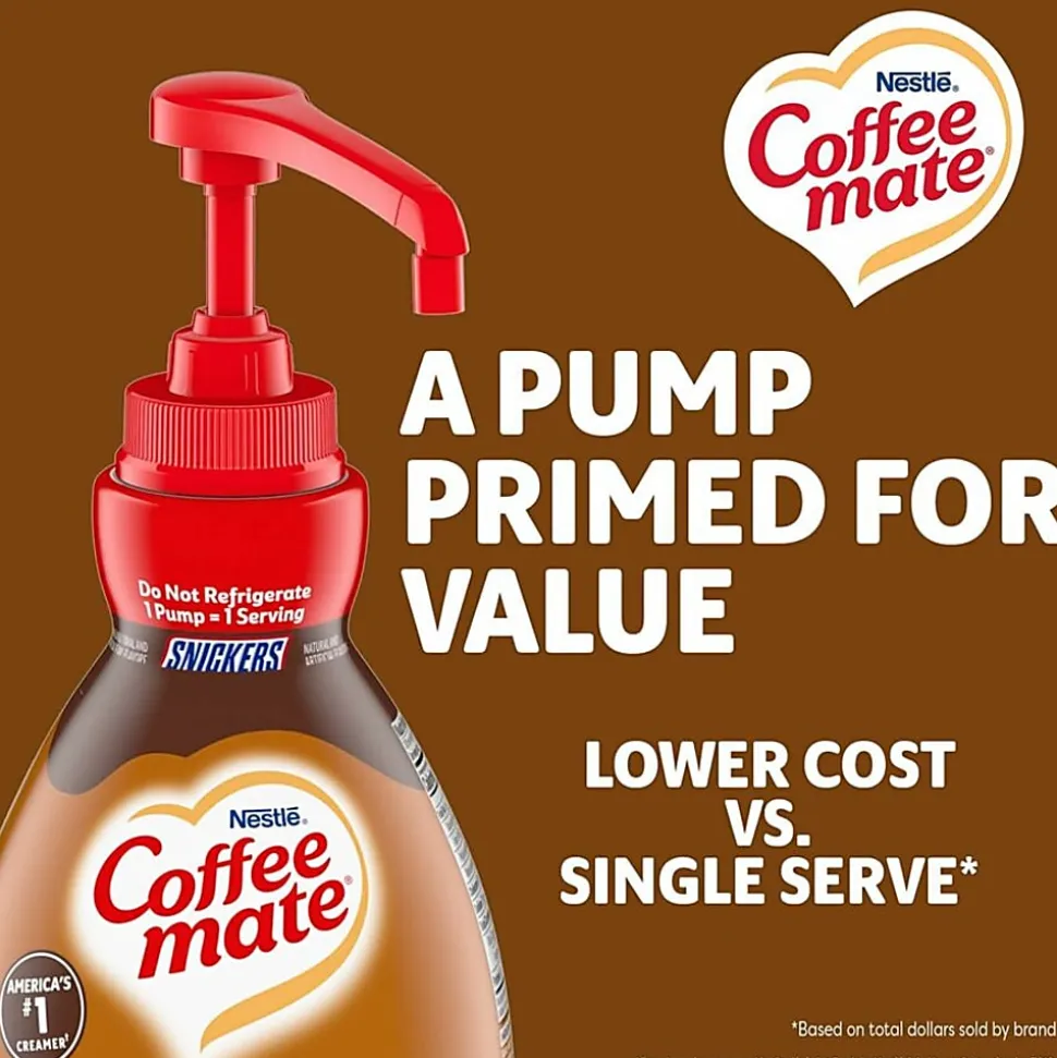Coffee mate Snickers Flavored Liquid Creamer Pump Bottle - Snicker Flavor - 50.72 fl oz (1.50 L)Bottle - 1 Each
