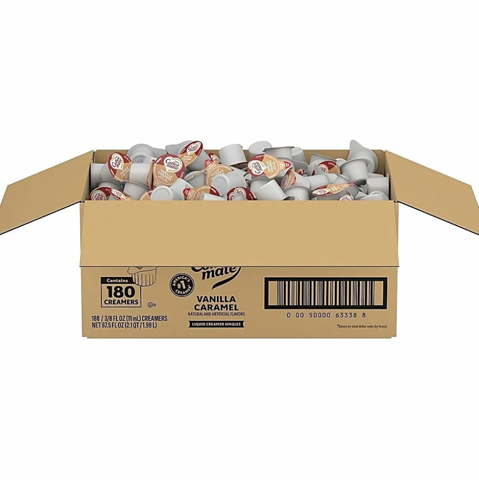 Coffee mate Vanilla Caramel Nondairy Liquid Creamer Singles - Vanilla Caramel Flavor - 0.38 fl oz (11 mL) - 180 / Carton