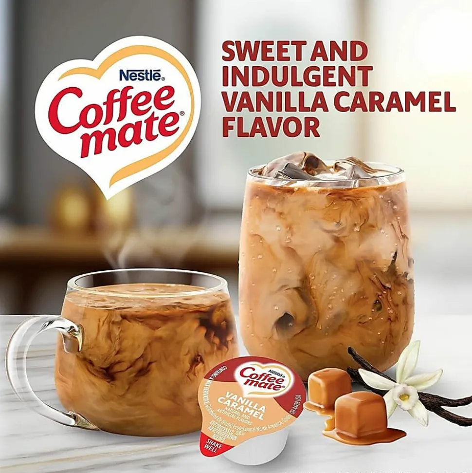 Coffee mate Vanilla Caramel Nondairy Liquid Creamer Singles - Vanilla Caramel Flavor - 0.38 fl oz (11 mL) - 180 / Carton