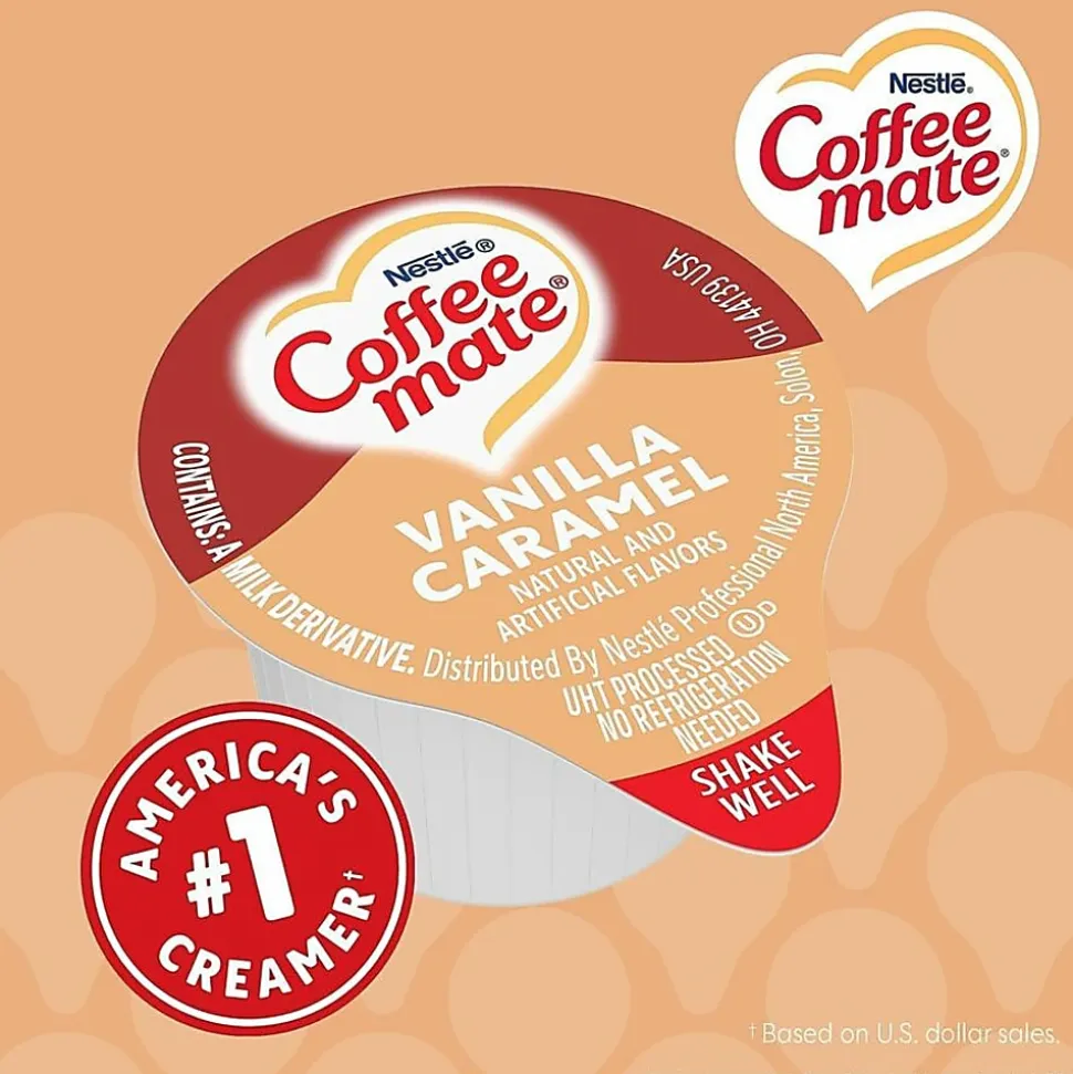 Coffee mate Vanilla Caramel Nondairy Liquid Creamer Singles - Vanilla Caramel Flavor - 0.38 fl oz (11 mL) - 180 / Carton