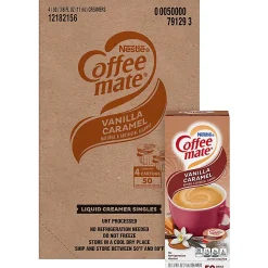 Coffee mate Vanilla Caramel Nondairy Liquid Creamer Singles - Vanilla Caramel Flavor - 0.38 fl oz (11 mL) - 200 Serving - 50/Box - 4 / Carton