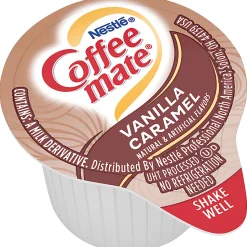 Coffee mate Vanilla Caramel Nondairy Liquid Creamer Singles - Vanilla Caramel Flavor - 0.38 fl oz (11 mL) - 200 Serving - 50/Box - 4 / Carton
