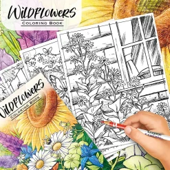 Coloring book with premium paper and line art for older kids and adults