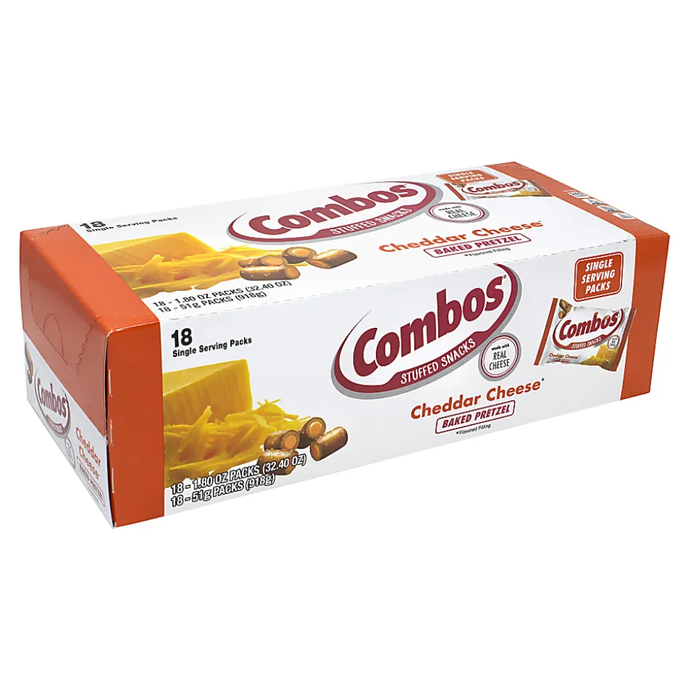 Combos Cheddar Cheese Pretzel Baked Snacks, 1.8 Oz, Box Of 18 Packs