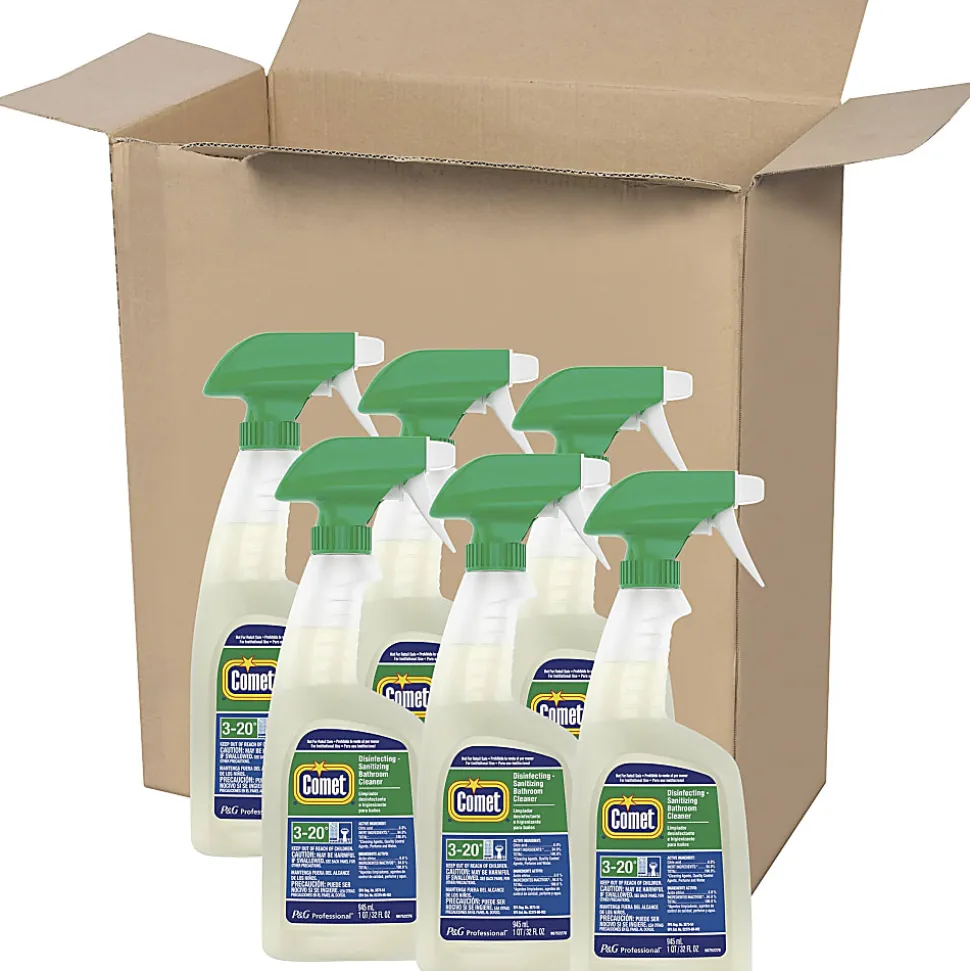 Comet Professional Disinfecting-Sanitizing Bathroom Cleaner, 32 Oz Per Bottle, Case Of 6 Bottles