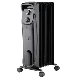 Comfort Glow® 1,500-Watt 7-Fin Oil-Filled Heater With Thermostat, 9” x 25-1/4”, Black