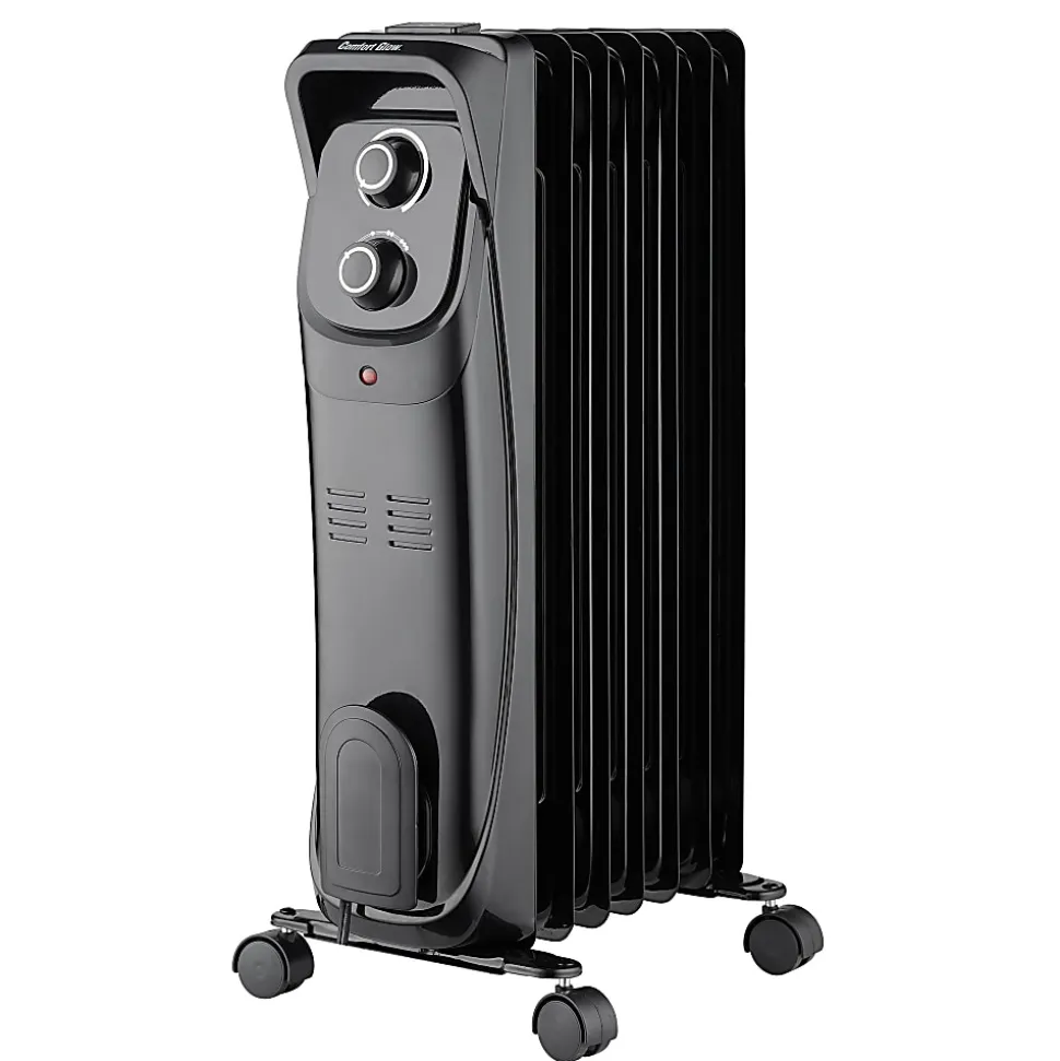 Comfort Glow® 1,500-Watt 7-Fin Oil-Filled Heater With Thermostat, 9” x 25-1/4”, Black