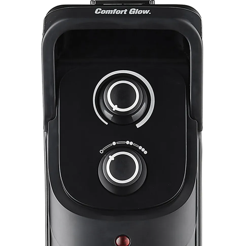 Comfort Glow® 1,500-Watt 7-Fin Oil-Filled Heater With Thermostat, 9” x 25-1/4”, Black