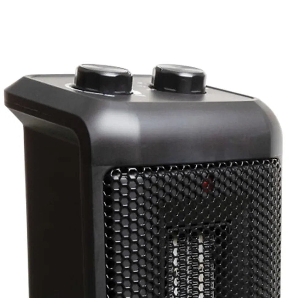 Comfort Glow 1500W Oscillating Ceramic Fan Tower Heater With Thermostat, 5-9/16" x 17-3/4", Black