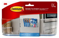 Command Clear Large Caddy with Clear Strips, Large, 4lb, Clear, 1 Caddy, 4 Strips, HOM15CLR-ES