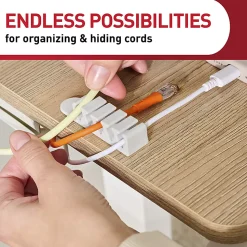 Command™ 5-Cord Clip Organizer, 4 White Clips, 8 Strips, 1 Clip Holds 5 Charging Cords, Great for Damage-Free Electronics Organization Under Desk
