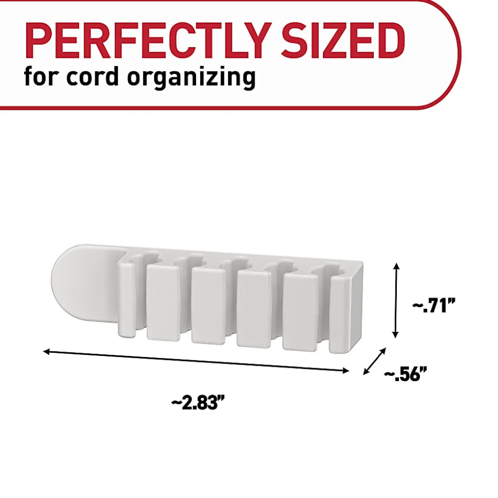 Command™ 5-Cord Clip Organizer, 4 White Clips, 8 Strips, 1 Clip Holds 5 Charging Cords, Great for Damage-Free Electronics Organization Under Desk