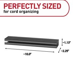 Command™ Cord Organizer Channel, 1 Black Channel, 8 Large Strips, 10" Cord Storage Space, Great for Damage-Free Desk Organization with Electronics