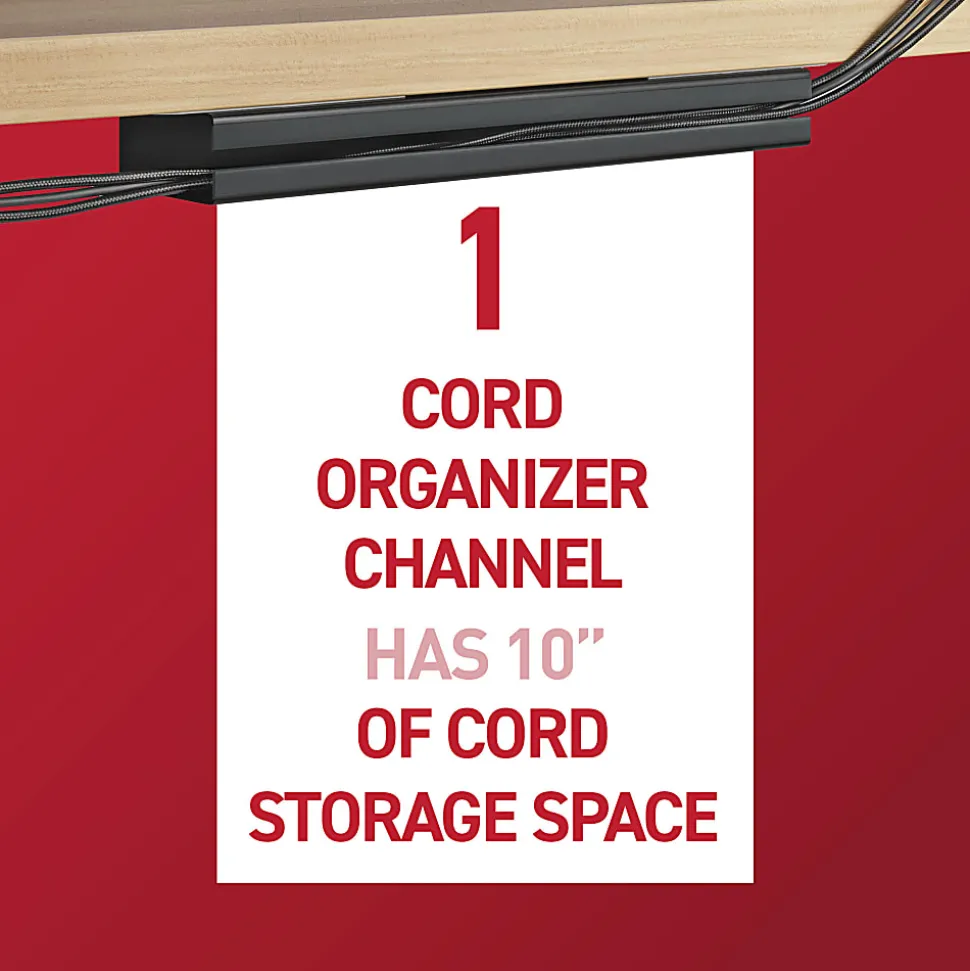 Command™ Cord Organizer Channel, 1 Black Channel, 8 Large Strips, 10" Cord Storage Space, Great for Damage-Free Desk Organization with Electronics