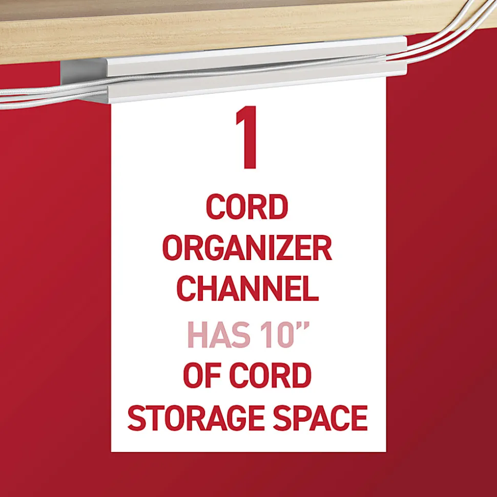 Command™ Cord Organizer Channel, 1 White Channel, 8 Large Strips, 10" Cord Storage Space, Great for Damage-Free Desk Organization with Electronics