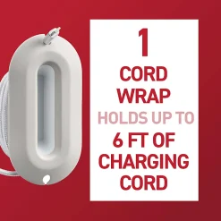 Command™ Cord Wrap, 1 White Cord Organizer, 2 Medium Strips, Holds 6 ft of Cord Storage, Great for Damage-Free Desk Organization with Electronics