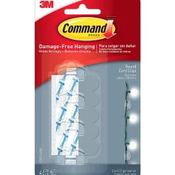 Command Damage-Free Cord Clips, Small, Clear, Pack Of 4
