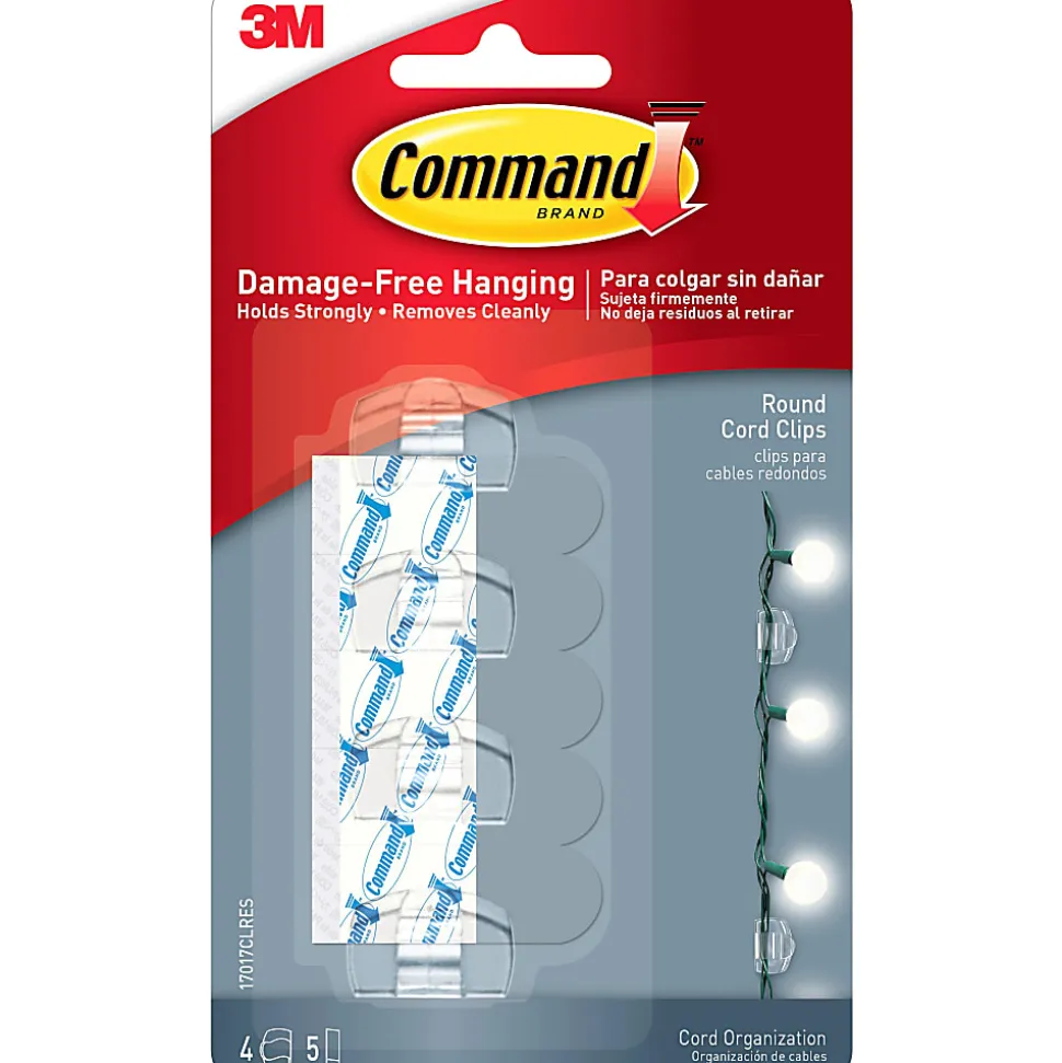 Command Damage-Free Cord Clips, Small, Clear, Pack Of 4