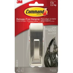 Command Damage-Free Hook, Modern Reflections, Metal, Large, Brushed Nickel