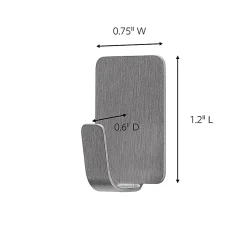 Command Damage-Free Removable Metal Hooks, Small, 5/8" x 3/4" x 1 1/4", Stainless Steel, Pack Of 4 Hooks