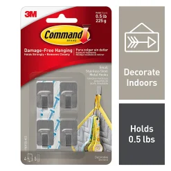 Command Damage-Free Removable Metal Hooks, Small, 5/8