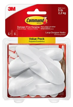 Command Designer Hooks Value Pack, 5 lb, 4 large hooks, 6 large strips