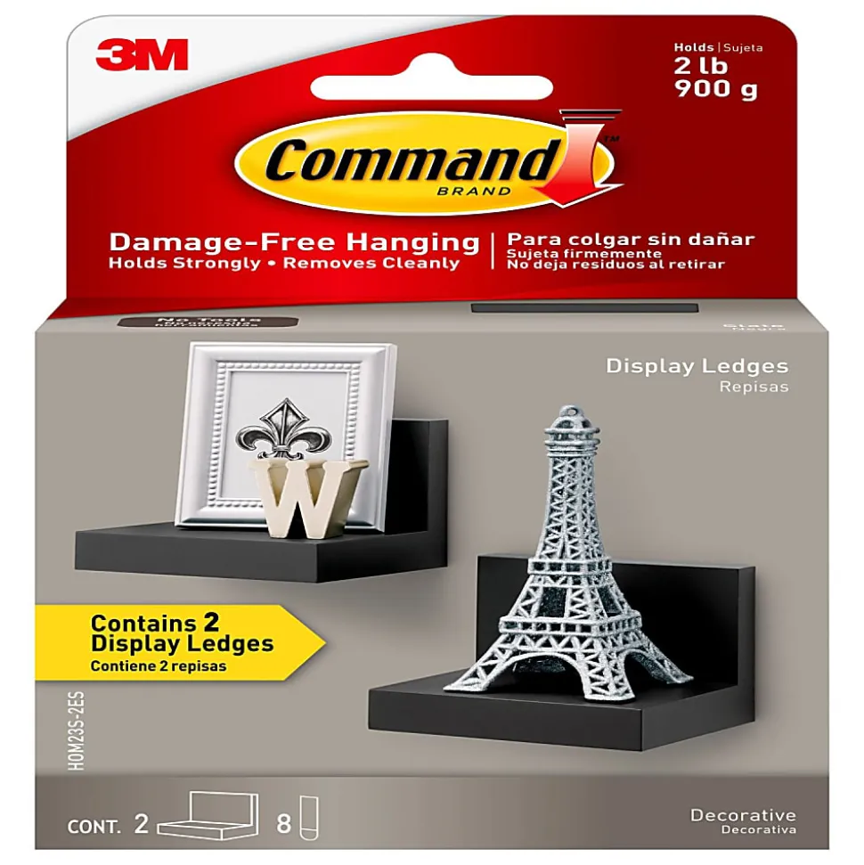 Command™ Display Ledge, 3"H x 4"W x 3 1/2"D, Slate