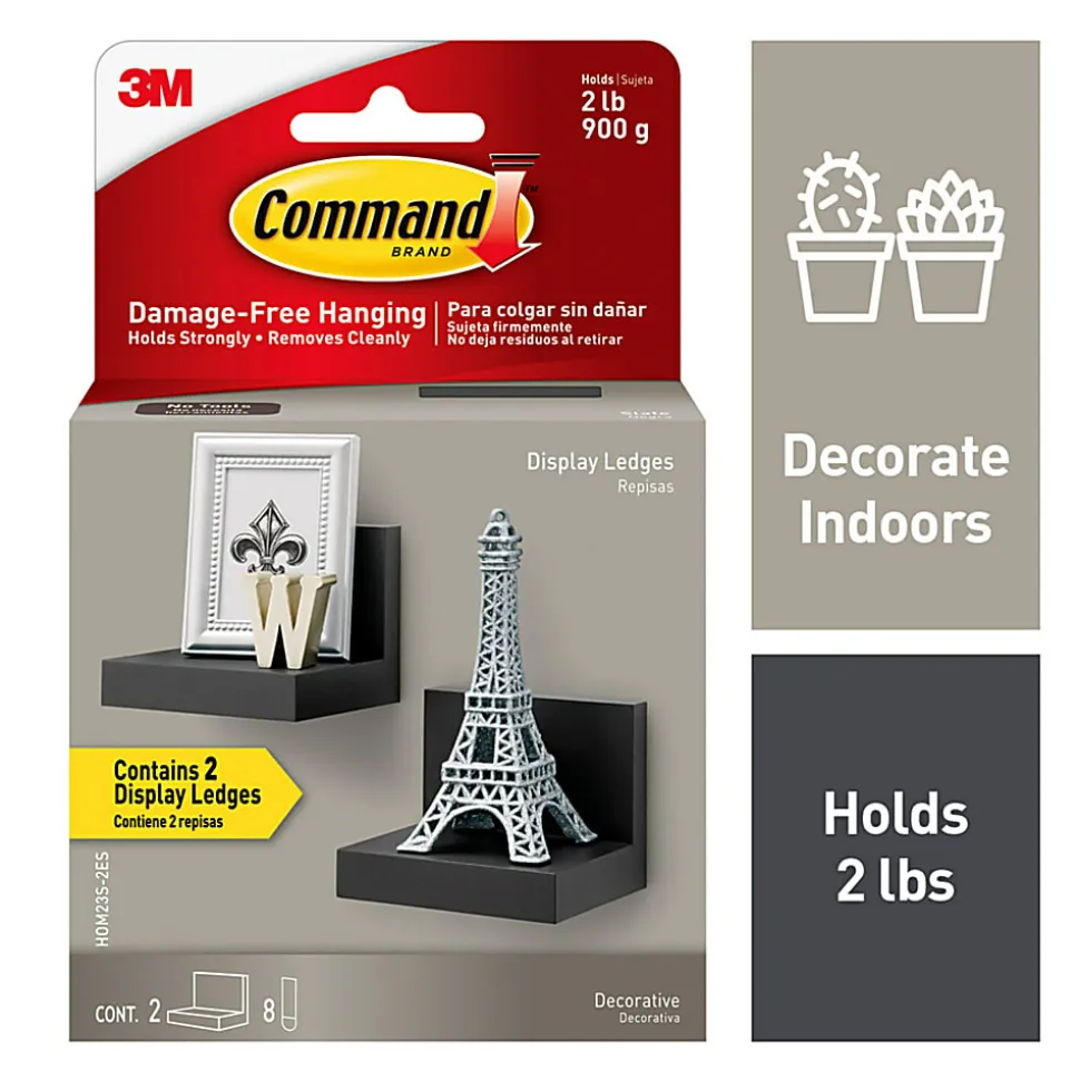 Command™ Display Ledge, 3"H x 4"W x 3 1/2"D, Slate