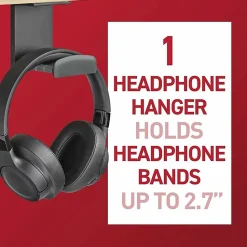 Command™ Headphone Hanger, 1 Black Hook, 4 Large Strips, Great for Damage-Free Desk Organization with Headphones