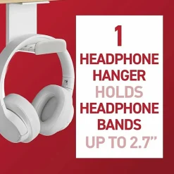 Command™ Headphone Hanger, 1 White Hook, 4 Large Strips, Great for Damage-Free Desk Organization with Headphones