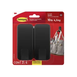 Command™ Jumbo Hook, 2 XL Hooks, 4 Adhesive Strips, Damage Free Hanging, No Tools Wall Hanging Strips For Living Spaces