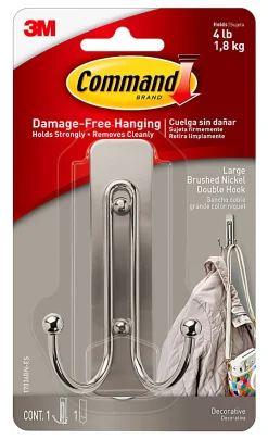 Command Large Double Wall Hooks, 1 Command Hooks, 1 Command Strip, Damage Free Hanging of Dorm Room Decorations