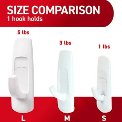 Command Large Hooks, 1 Hook, 2 White Adhesive Strips, Damage Free Hanging Picture Hangers, No Tools Wall Hanging Strips For Living Spaces