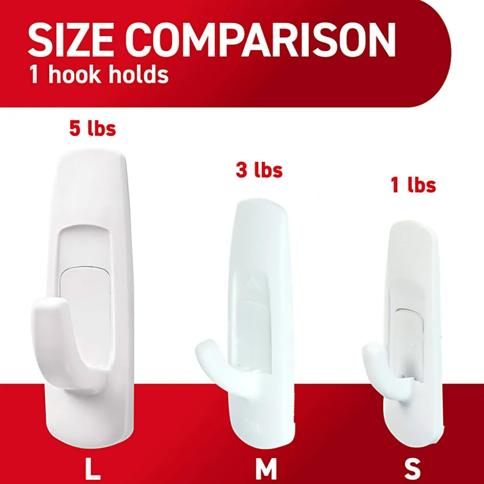 Command Large Hooks, 1 Hook, 2 White Adhesive Strips, Damage Free Hanging Picture Hangers, No Tools Wall Hanging Strips For Living Spaces