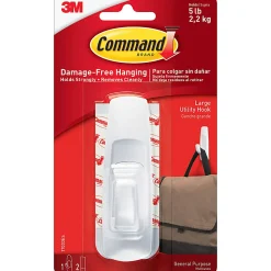Command Large Hooks, 1 Hook, 2 White Adhesive Strips, Damage Free Hanging Picture Hangers, No Tools Wall Hanging Strips For Living Spaces