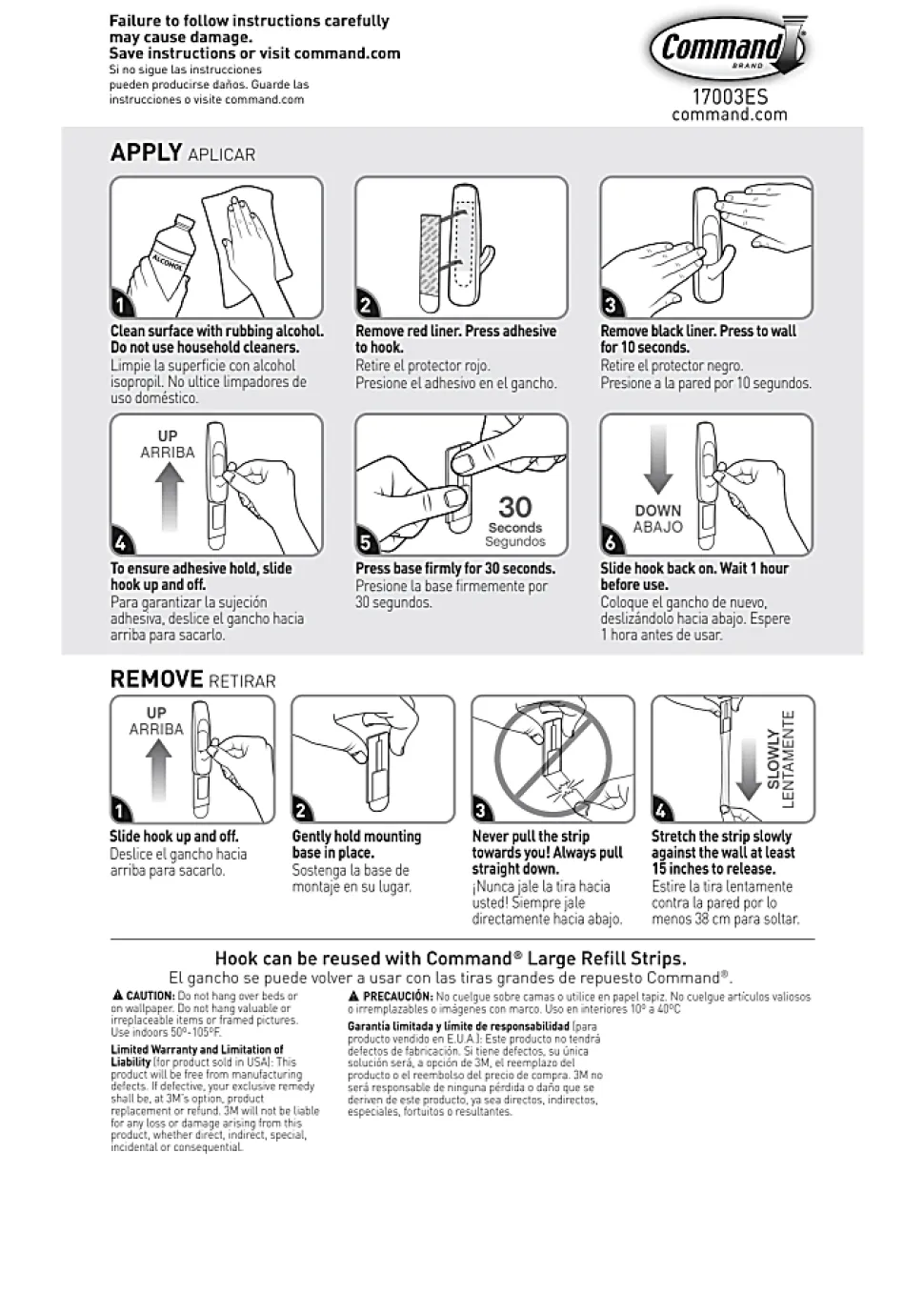 Command Large Hooks, 1 Hook, 2 White Adhesive Strips, Damage Free Hanging Picture Hangers, No Tools Wall Hanging Strips For Living Spaces