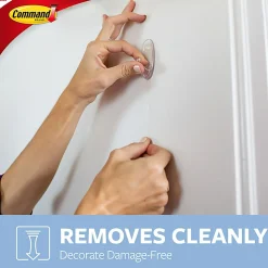 Command Large Hook With Clear Strips, 4 lb (1.81 kg) Capacity, For Decoration, Plastic, Clear, 1 Hook, 2 Strips