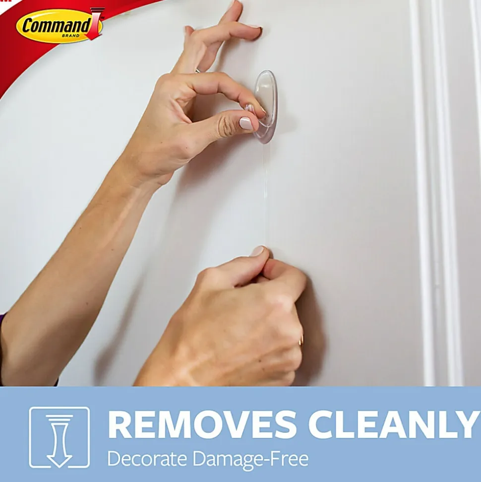 Command Large Hook With Clear Strips, 4 lb (1.81 kg) Capacity, For Decoration, Plastic, Clear, 1 Hook, 2 Strips