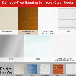 Command Large Hook With Clear Strips, 4 lb (1.81 kg) Capacity, For Decoration, Plastic, Clear, 1 Hook, 2 Strips