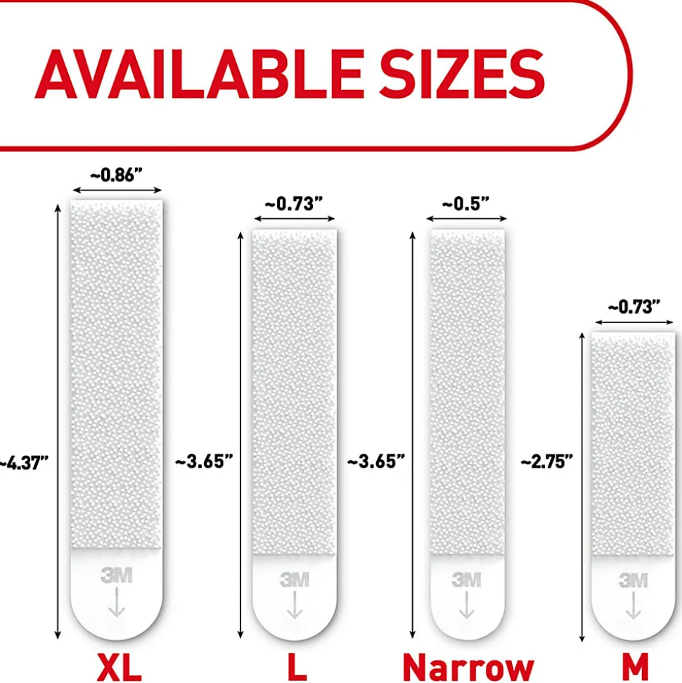 Command Large (15lb) and Medium (10lb) and Small (5lb) Picture Hanging Strips, White, 18 Pairs (36 strips), 17211BPES