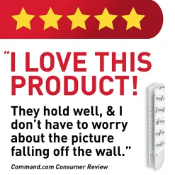 Command™ Large Picture Hanging Strips, White, 4lb Capacity, 4 Sets/Pack, 17206