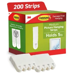 Command Medium (10 lb) Picture Hanging Strips, 100 Pairs (200 Strips), Damage Free Wall Hangers for Picture Frames and Other Decor, No Tools Required