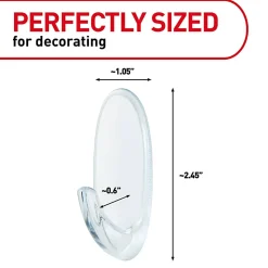 Command Medium Plastic Hooks, 2 Command Hooks, 4 Command Strips, Damage Free Hanging of Dorm Room Decorations, Clear
