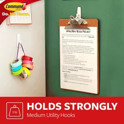 Command® Medium Utility Hooks, 20 Hooks, 24 White Adhesive Strips, Damage Free Hanging Picture Hangers, No Tools Wall Hanging Strips For Living Spaces