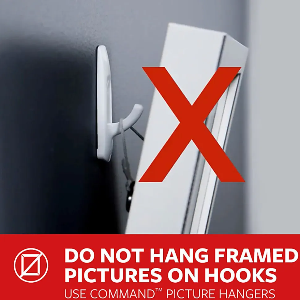 Command Medium Utility Hooks, 2 Hooks, 4 White Adhesive Strips, Damage Free Hanging Picture Hangers, No Tools Wall Hanging Strips For Living Spaces