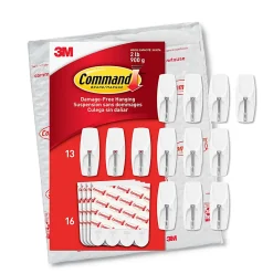 Command® Medium Wire Hooks, 13 Hooks, 16 White Adhesive Strips, Damage Free Hanging Picture Hangers, No Tools Wall Hanging Strips For Living Spaces