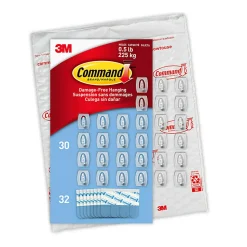 Command Mini Wall Hooks, 30 Hooks, 32 Clear Adhesive Strips, Damage Free Hanging Picture Hangers, No Tools Wall Hanging Strips For Living Spaces