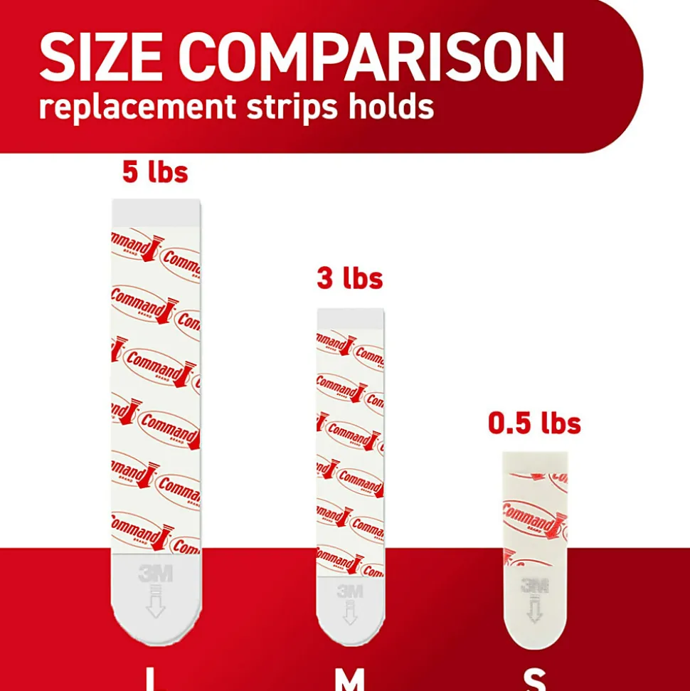 Command™ Mounting Strips, Damage-Free, Pack of 8 Small, 4 Medium and 4 Large Strips