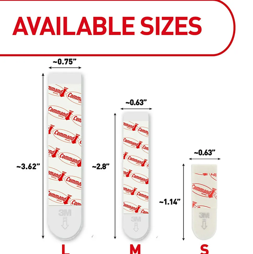 Command™ Mounting Strips, Damage-Free, Pack of 8 Small, 4 Medium and 4 Large Strips